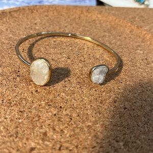 Druzy cuff stackable bracket gold